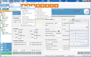 capture d'écran de negoce, logiciel de gestion commerciale