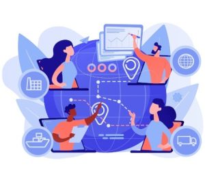 dessin représentant des commerciaux illustrant un logiciel d'Assist Développement Informatique