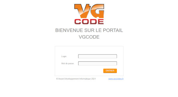 capture d'écran de l'application vg code, interface d'accès aux rapports