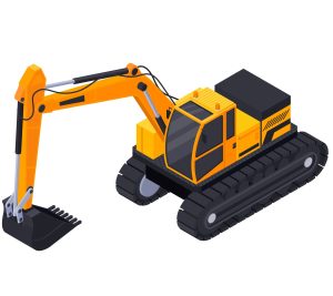 contrôle d'un engin de chantier et terrassement