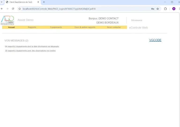Page d'acceuil d'eControle Web, portail BtoB en ligne pour diffuser vos documents