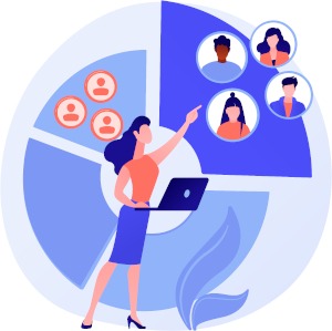 illustration femme pointant un graphique