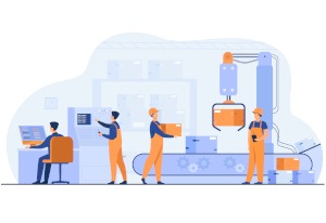 illustration d'une chaine de production ou fabrication