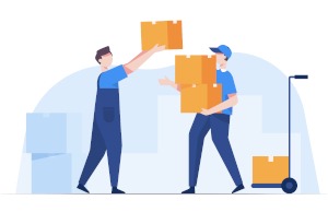 illustration de deux personnes portant des cartons de stock